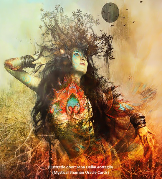 Afbeelding: Mystical Shaman Oracle Cards - Kaart nr.64: Wild woman - Illustratie van Jenna DellaGrottaglia