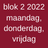Blok 2 2022 - 8 lessen (lesdag maandag, donderdag, vrijdag)