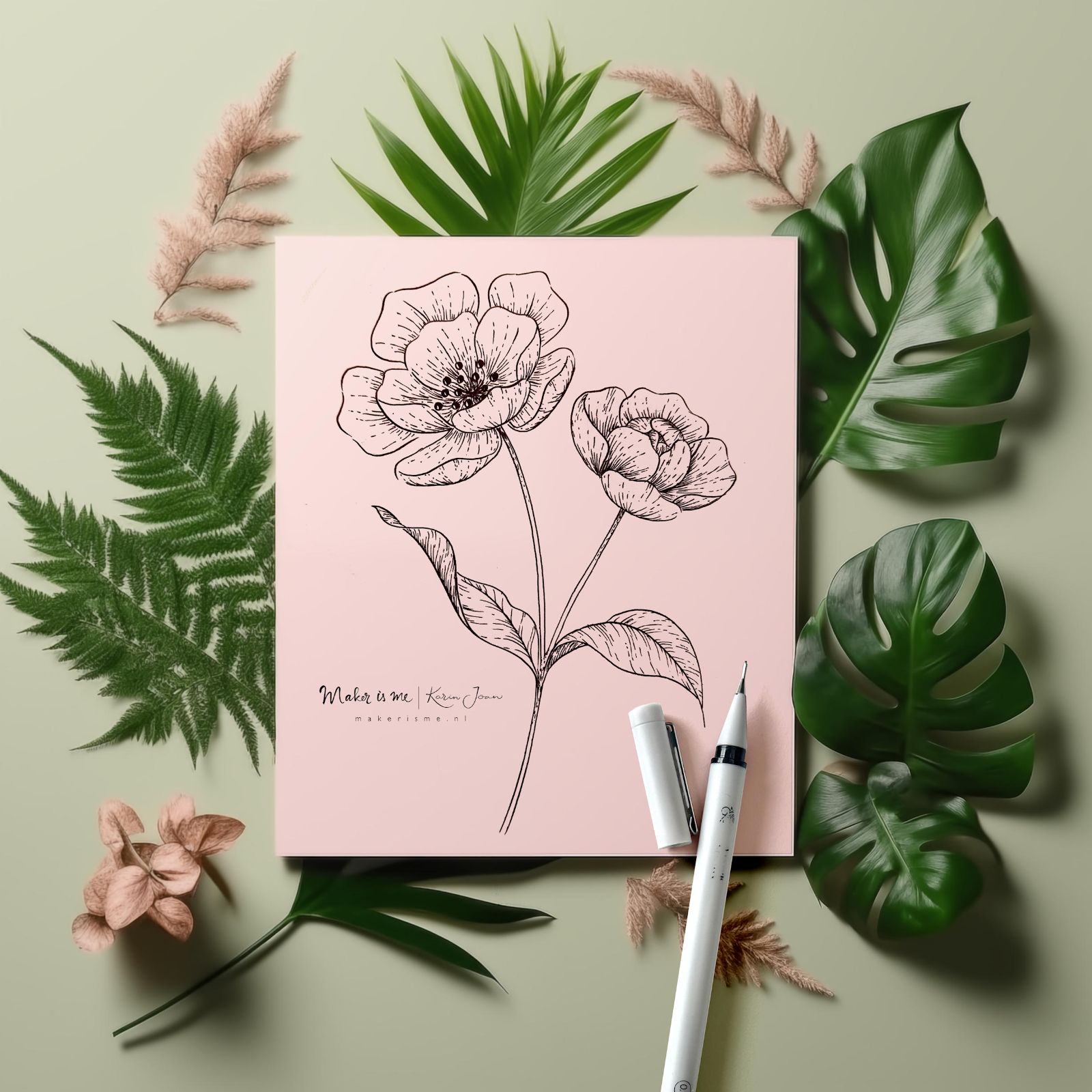 Workshop Bloemen in Pentekening