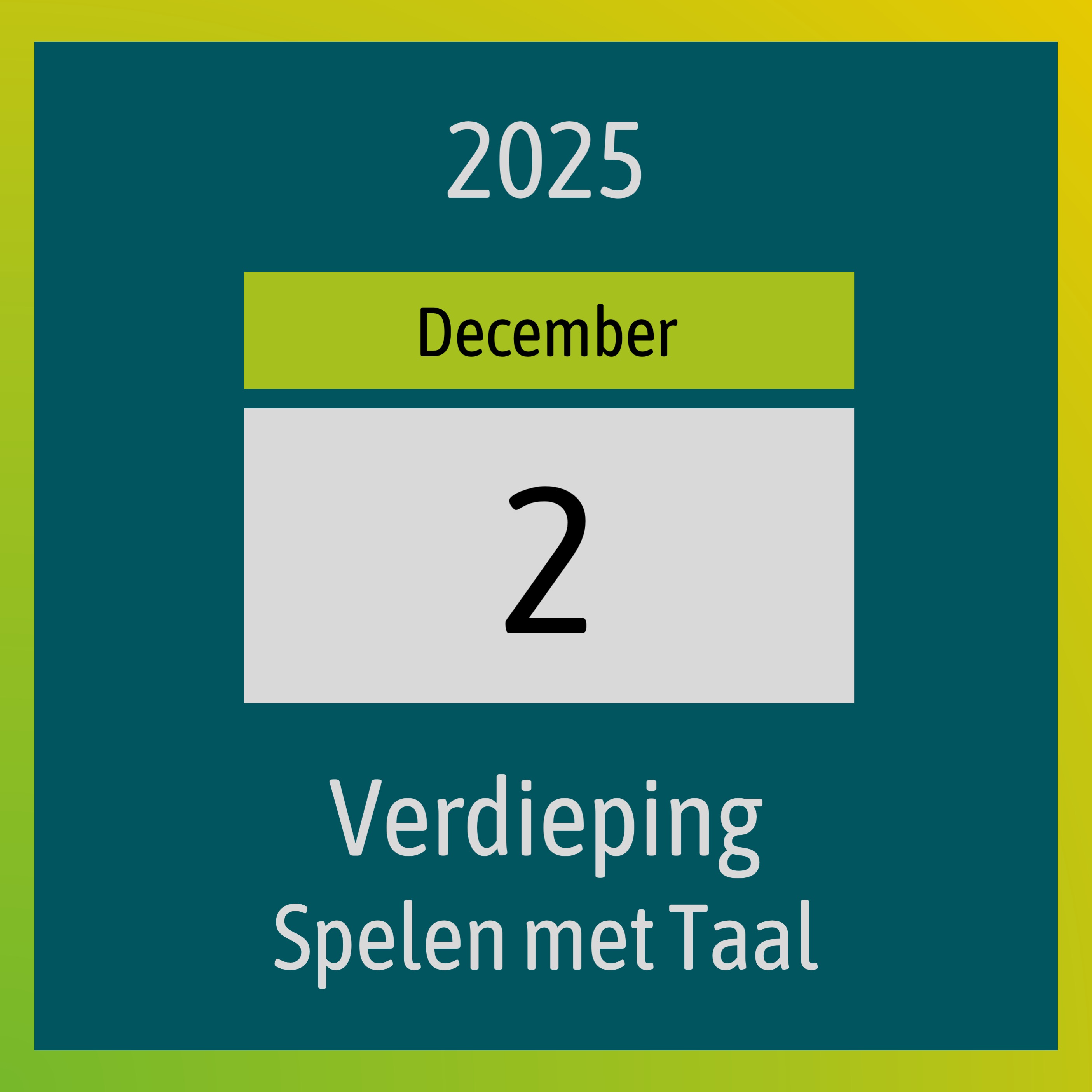 Verdiepingsavond Dinsdag 2 December 2025