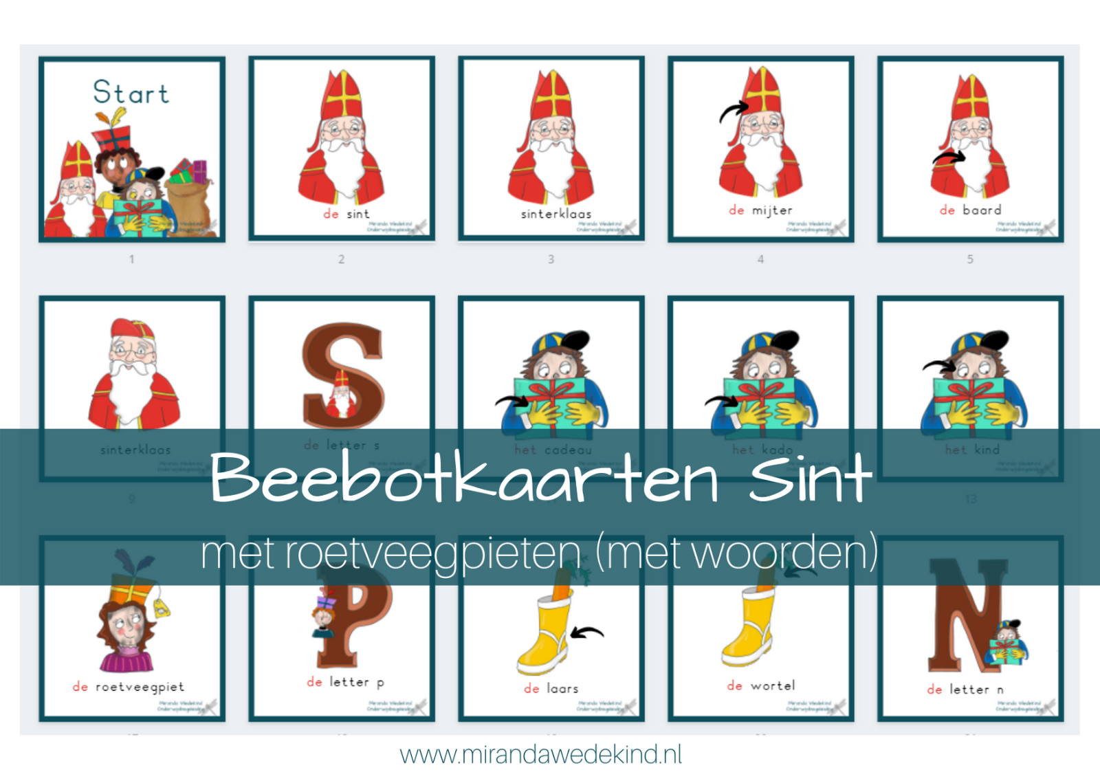 Beebotkaarten Sint met roetveegpiet- met woorden