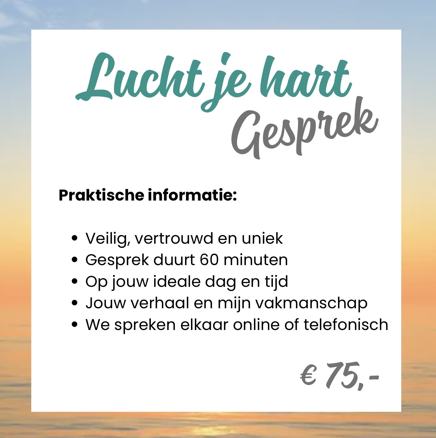 Lucht je hart gesprek online of telefonisch